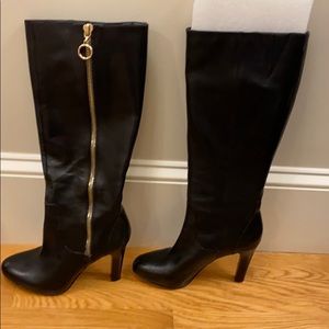 Black leather boots.